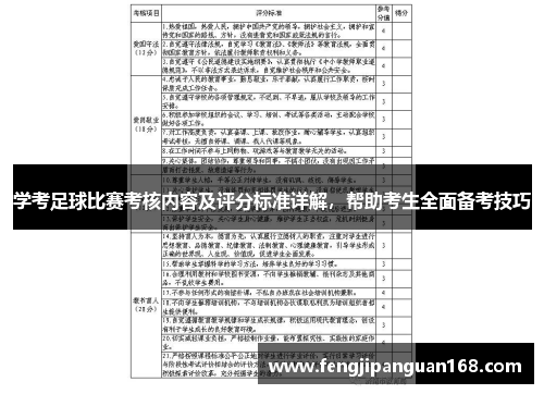 学考足球比赛考核内容及评分标准详解，帮助考生全面备考技巧